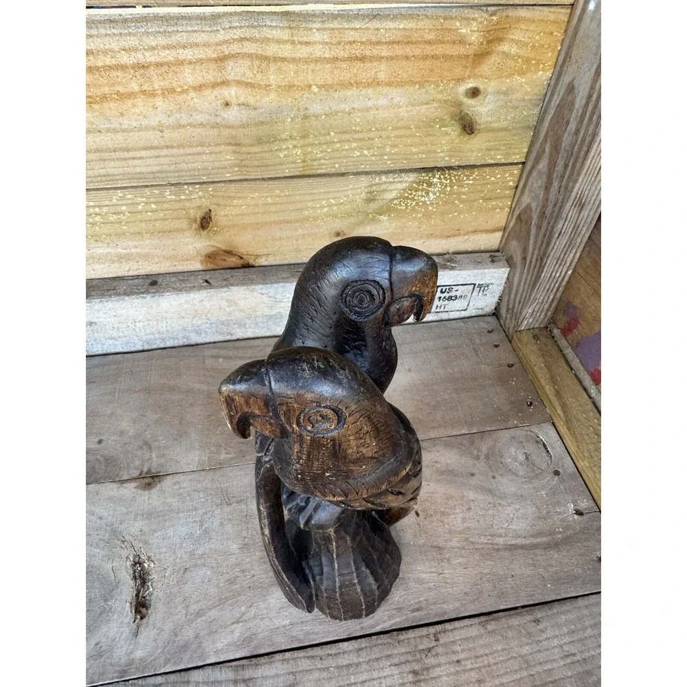 Hand Carved Wooden Parrots Carving Folk Art Jamaican‎ Birds Jamaican Decor
